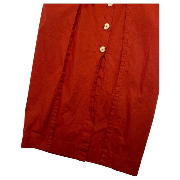 Free People Skirt Womens Medium Orange Midi Button Front Tie Boho Festival Chic - Picture 7 of 13